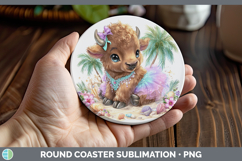 GorgeousWoodland Summer Beach Round Coaster design.