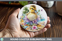 GorgeousWoodland Summer Beach Round Coaster design.