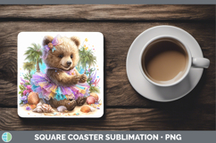 GorgeousWoodland Summer Beach Square Coaster design.