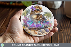 GorgeousWoodland Summer Beach Round Coaster design.