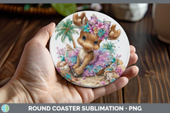 GorgeousWoodland Summer Beach Round Coaster design.