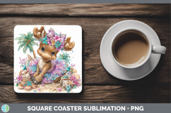 GorgeousWoodland Summer Beach Square Coaster design.