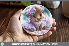 GorgeousWoodland Summer Beach Round Coaster design.