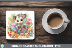 GorgeousWoodland Summer Beach Square Coaster design.