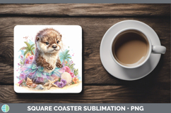 GorgeousWoodland Summer Beach Square Coaster design.