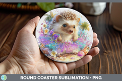 GorgeousWoodland Summer Beach Round Coaster design.