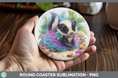 GorgeousWoodland Summer Beach Round Coaster design.