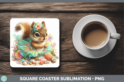 GorgeousWoodland Summer Beach Square Coaster design.