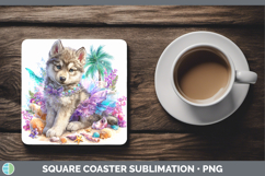 GorgeousWoodland Summer Beach Square Coaster design.