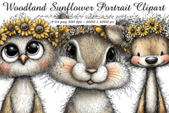 Woodland Sunflower Animals Clipart Product Image 1