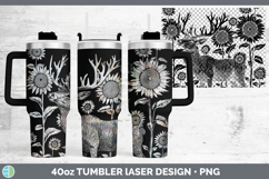 GorgeousWoodland Sunflower Laser 40oz Tumbler design.