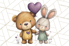Cute Woodland Valentine Animals Clipart PNG Product Image 5
