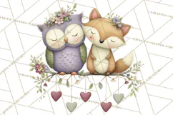 Cute Woodland Valentine Animals Clipart PNG Product Image 5