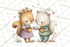 Cute Woodland Valentine Animals Clipart PNG Product Image 3