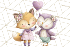 Cute Woodland Valentine Animals Clipart PNG Product Image 4