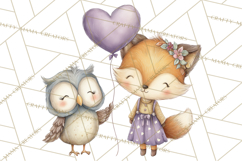 Cute Woodland Valentine Animals Clipart PNG Product Image 5