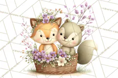 Cute Woodland Valentine Animals Clipart PNG Product Image 3