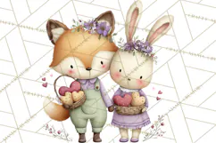 Cute Woodland Valentine Animals Clipart PNG Product Image 5