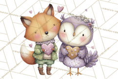 Cute Woodland Valentine Animals Clipart PNG Product Image 2