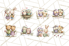Cute Woodland Valentine Animals Clipart PNG Product Image 3