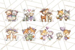Cute Woodland Valentine Animals Clipart PNG Product Image 4