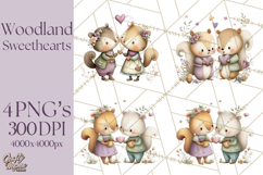 Cute Woodland Valentine Animals Clipart PNG Product Image 1