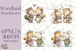 Cute Woodland Valentine Animals Clipart PNG Product Image 1