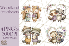 Cute Woodland Valentine Animals Clipart PNG Product Image 1