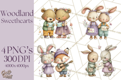 Cute Woodland Valentine Animals Clipart PNG Product Image 1