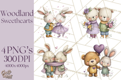 Cute Woodland Valentine Animals Clipart PNG Product Image 1