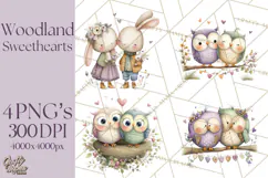 Cute Woodland Valentine Animals Clipart PNG Product Image 1