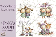 Cute Woodland Valentine Animals Clipart PNG Product Image 1