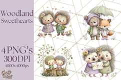 Cute Woodland Valentine Animals Clipart PNG Product Image 1