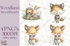 Cute Woodland Valentine Animals Clipart PNG Product Image 1