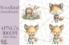 Cute Woodland Valentine Animals Clipart PNG Product Image 1