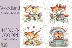 Cute Woodland Valentine Animals Clipart PNG Product Image 1