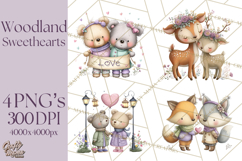 Cute Woodland Valentine Animals Clipart PNG Product Image 1