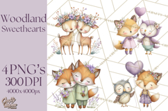 Cute Woodland Valentine Animals Clipart PNG Product Image 1