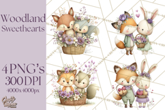 Cute Woodland Valentine Animals Clipart PNG Product Image 1