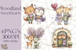 Cute Woodland Valentine Animals Clipart PNG Product Image 1