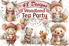Woodland Animals Tea Party Clipart PNG Product Image 1