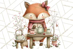Woodland Animals Tea Party Clipart PNG Product Image 3