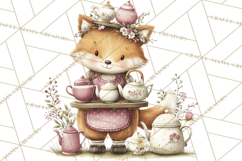 Woodland Animals Tea Party Clipart PNG Product Image 3