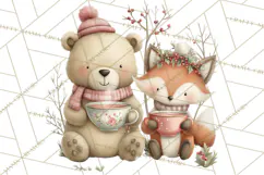 Woodland Animals Tea Party Clipart PNG Product Image 4