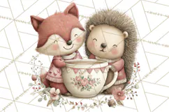 Woodland Animals Tea Party Clipart PNG Product Image 2