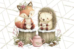 Woodland Animals Tea Party Clipart PNG Product Image 3