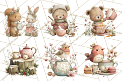 Woodland Animals Tea Party Clipart PNG Product Image 4
