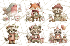 Woodland Animals Tea Party Clipart PNG Product Image 5