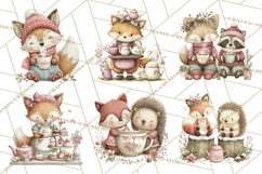 Woodland Animals Tea Party Clipart PNG Product Image 7