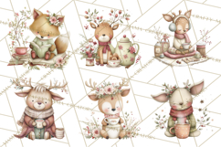Woodland Animals Tea Party Clipart PNG Product Image 3